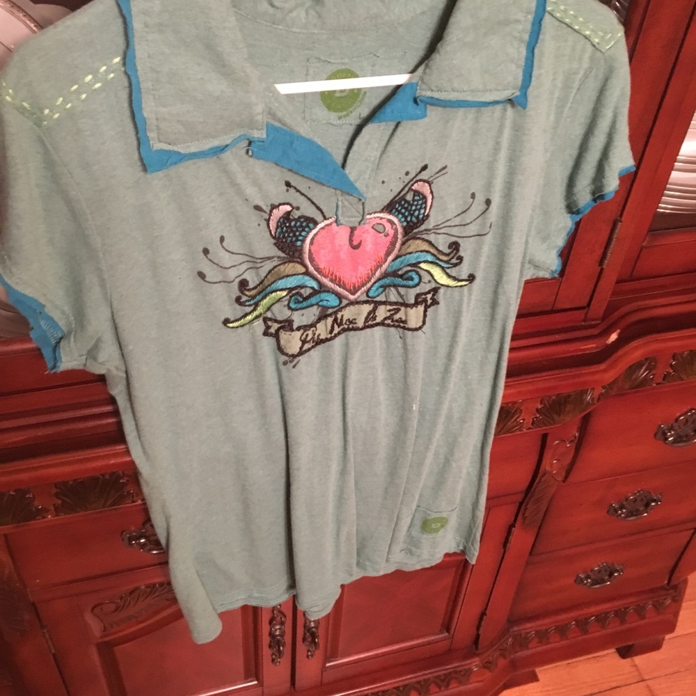 Blue collared double d ranch shirt.